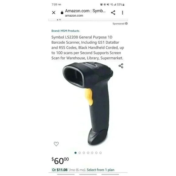 Symbol LS2208 Digital Handheld Barcode Scanner with Stand and USB Cable, Black - Picture 3 of 7